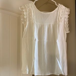 Altar’d State White Tank Blouse with Lace in Size Small